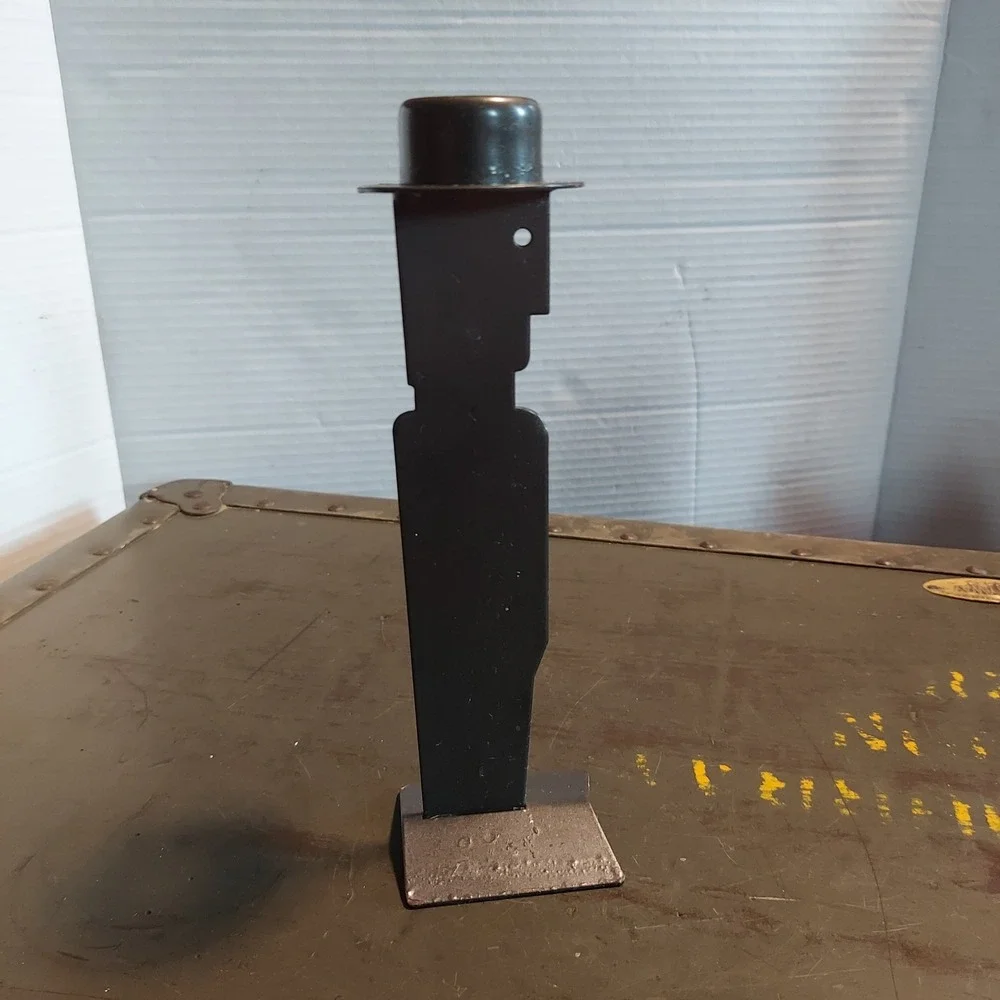 Vintage Mexican Metal Silhouette Man in Top Hat Taper Candle Holder Black 7.5in